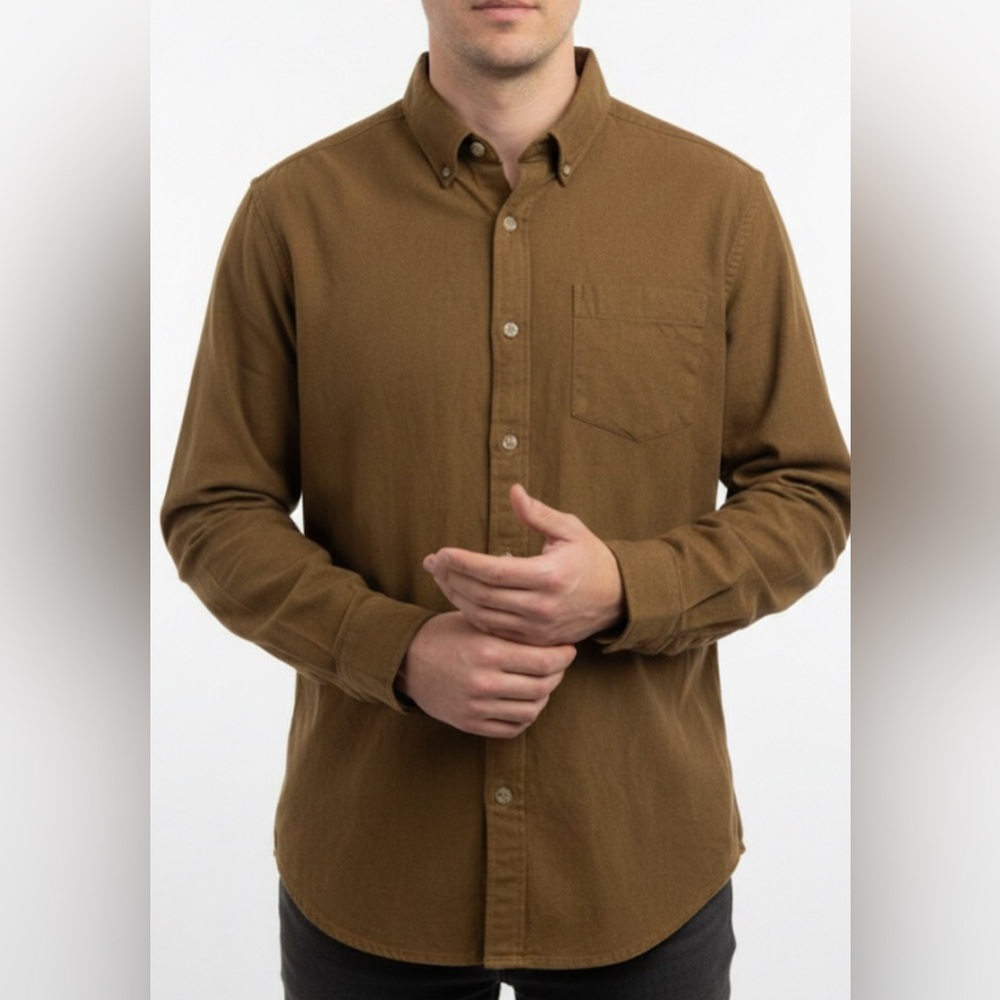 Eddie Bauer Men's Casual Brown Button-Down Shirt